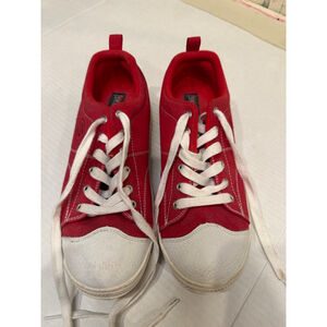 Skechers Red and White Canvas Sneakers Size 9